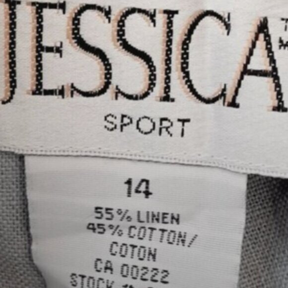 JESSICA / Linen Cotton Blend High Waist Trouser Dress Pants Light Gray Sz 14 - Picture 10 of 10